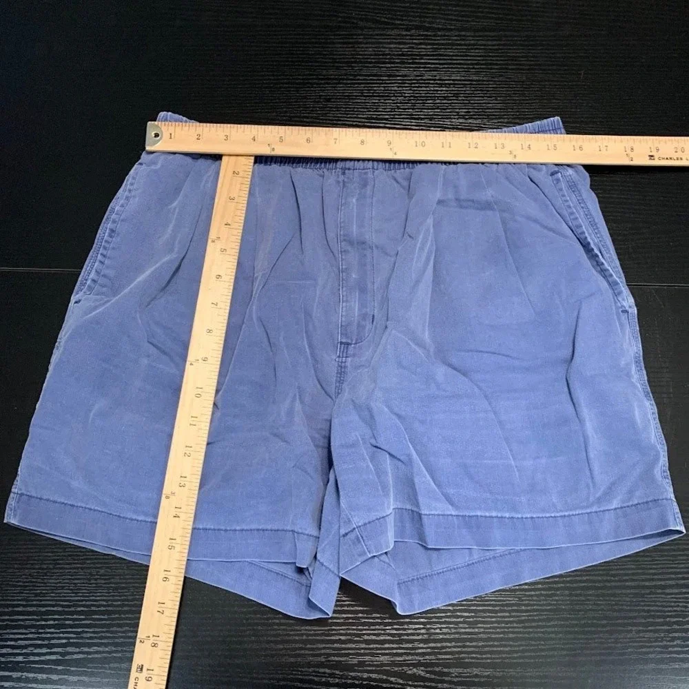 VTG Eddie Bauer Black Label Mens Medium Blue Deck Shorts Elastic Waist 90s